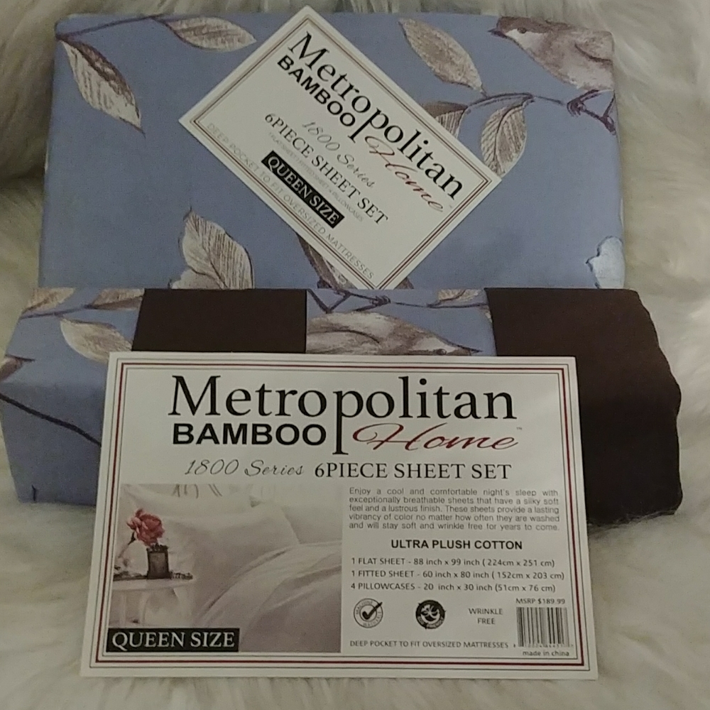 Metropolitan Bamboo Navy&Coffee Floral Queen Set⦠- Picture 6 of 9